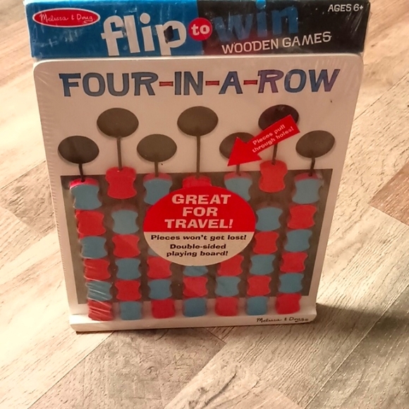 Melissa & Doug Travel Four-In-A-Row flip to win wooden games New sealed package - Picture 1 of 4